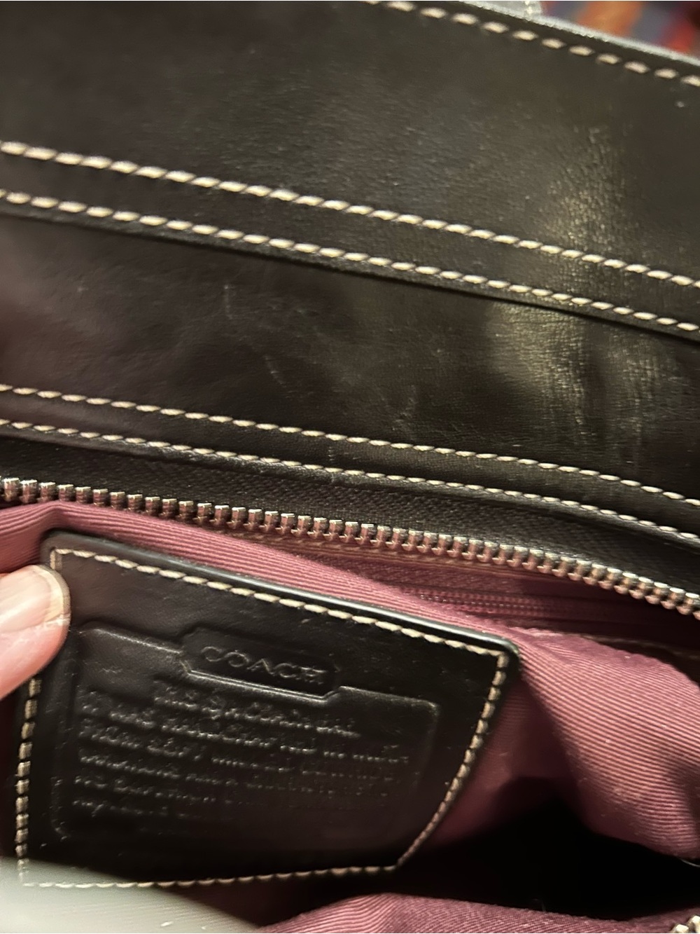 Coach Black Leather Satchel with White Contrast Stitching - Picture 9 of 11